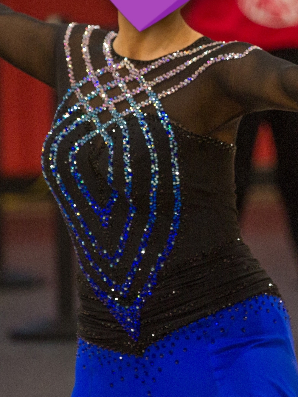 Smooth Ballroom Competition Dress - Black and Royal Blue - Picture 2 of 7